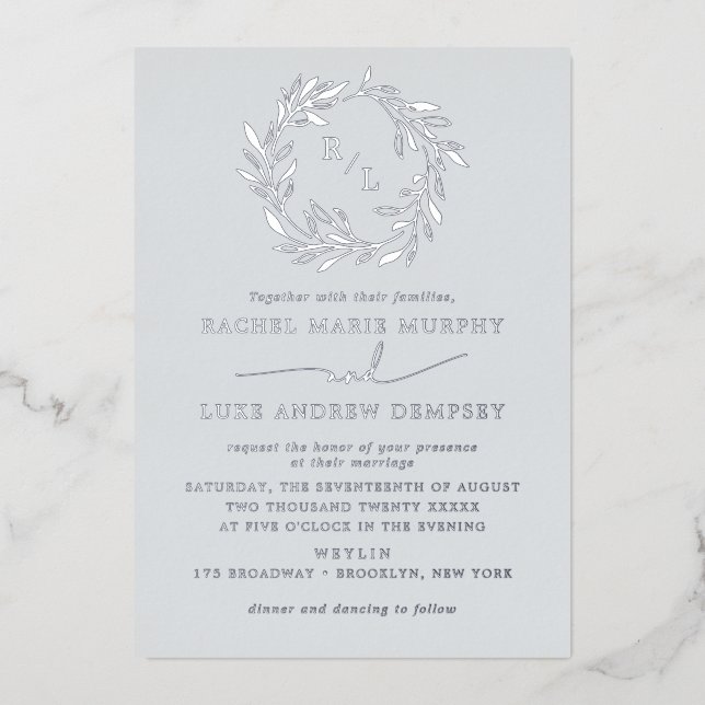Botanical Laurel Leaf Wreath Wedding Monogram (Front)