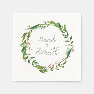 Botanical Laurel Wreath Sweet Sixteen Napkin