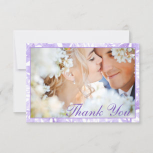 Botanical Lavender White Leaves PHOTO Wedding Thank You Card