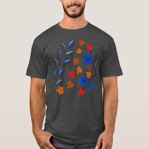 Botanical leaf and flower pattern T-Shirt