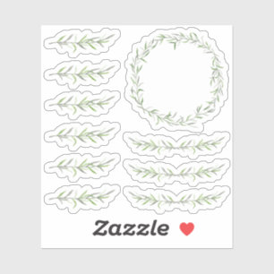 Botanical Leaf Branch Green Wreath Planner Borders