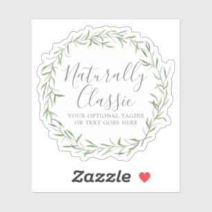Botanical Leaf Branches Green Wreath Rustic Logo