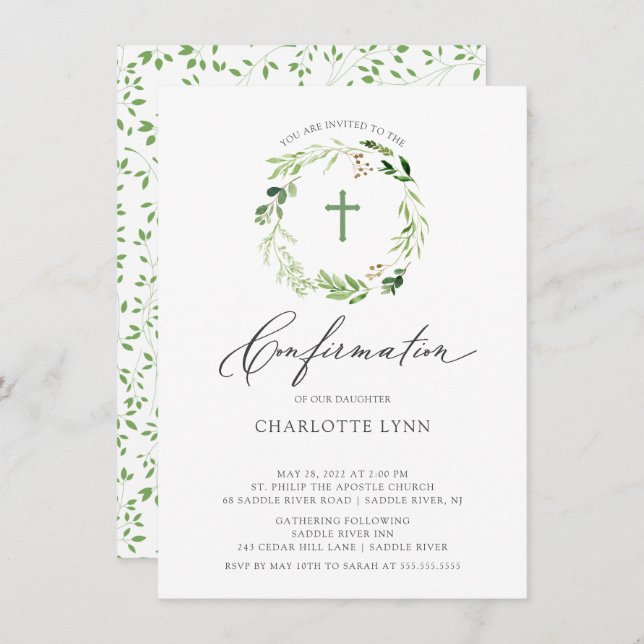 Botanical Leaf Confirmation Invitation (Front/Back)