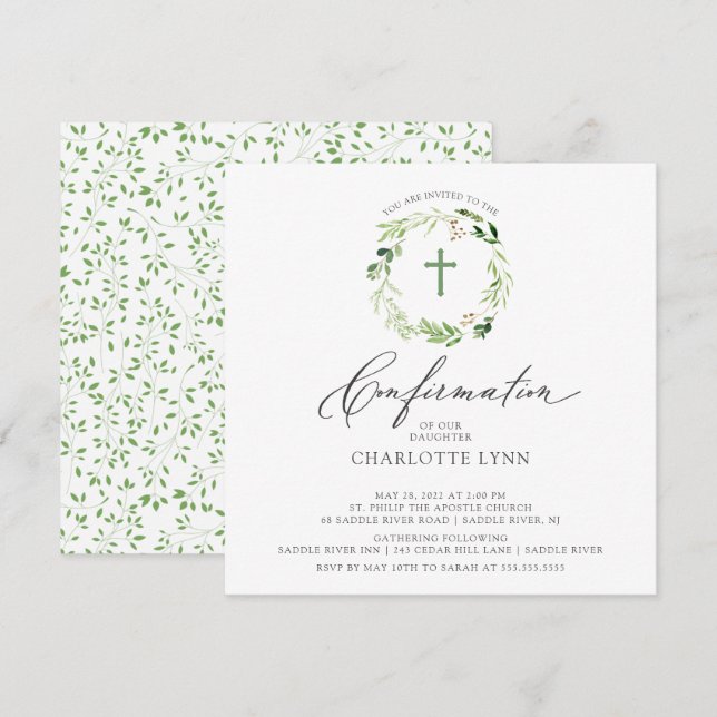 Botanical Leaf Confirmation Invitation (Front/Back)