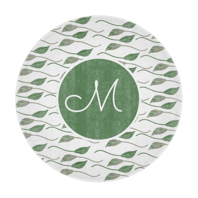 Botanical Leaf Greenery Hand Drawn Pattern Name  Cutting Board (Front)