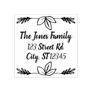Botanical Leaf Hand Drawn Simple Look Customisable Rubber Stamp