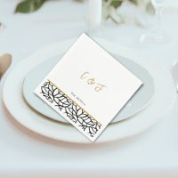 Botanical Leaf Pattern Border Initials Wedding