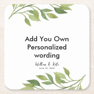 botanical leaf style personalised coaster