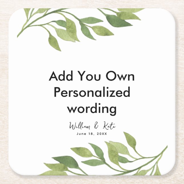 botanical leaf style personalised coaster (Front)