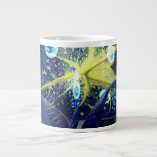 Botanical Leaf with Water Droplets Jumbo Mug
