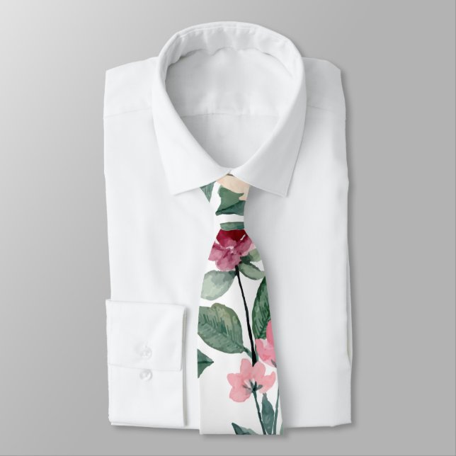 Botanical Leafy Green Plum Blush Burgundy Peach  Tie (Tied)