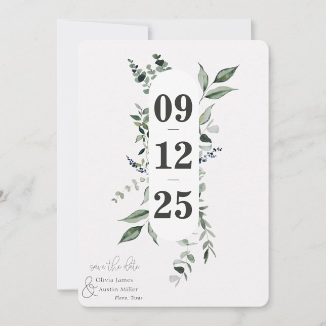 Botanical Leafy Greenery Save the Date (Front)