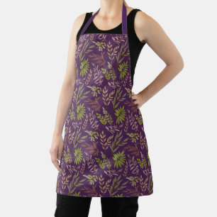 Botanical Leaves: A Stunning Purple Back Apron