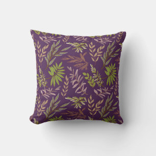 Botanical Leaves: A Stunning Purple Back Cushion