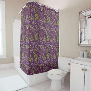 Botanical Leaves: A Stunning Purple Back Shower Curtain