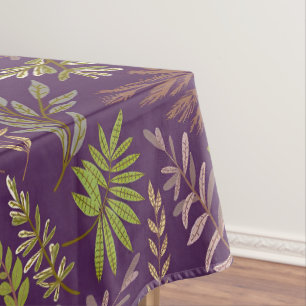 Botanical Leaves: A Stunning Purple Back Tablecloth