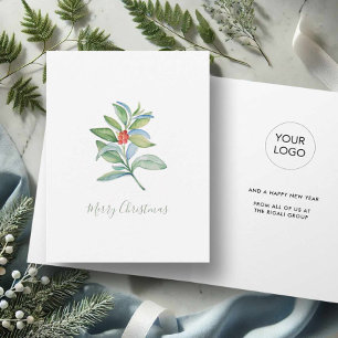 Botanical Leaves & Berries Caregiver Christmas Holiday Card