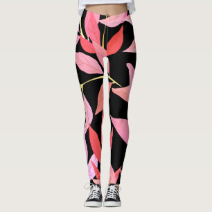 Botanical leaves, colourful seamless pattern. leggings
