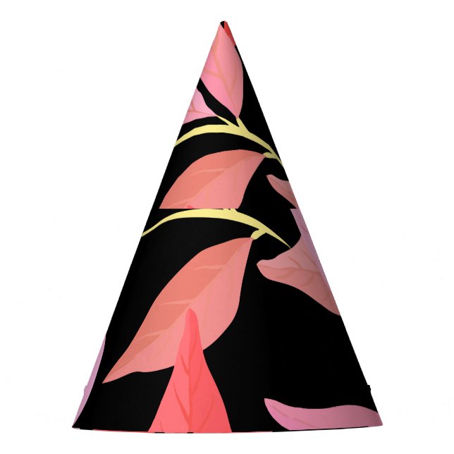 Botanical leaves, colourful seamless pattern. party hat (Front)