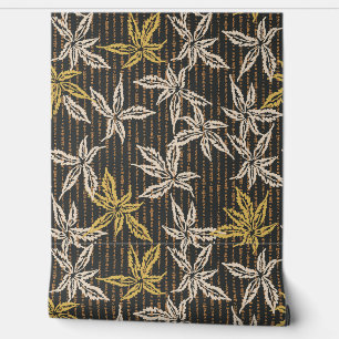 Botanical leaves Complex maximalist black Wallpaper