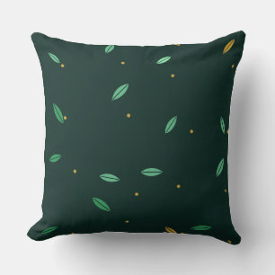Botanical Leaves Dark Green Seamless Pattern Cushion