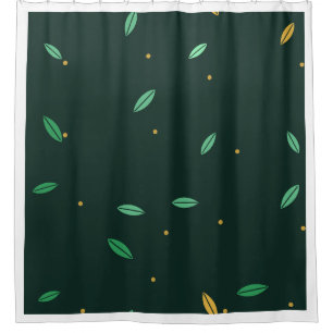 Botanical Leaves Dark Green Seamless Pattern Shower Curtain