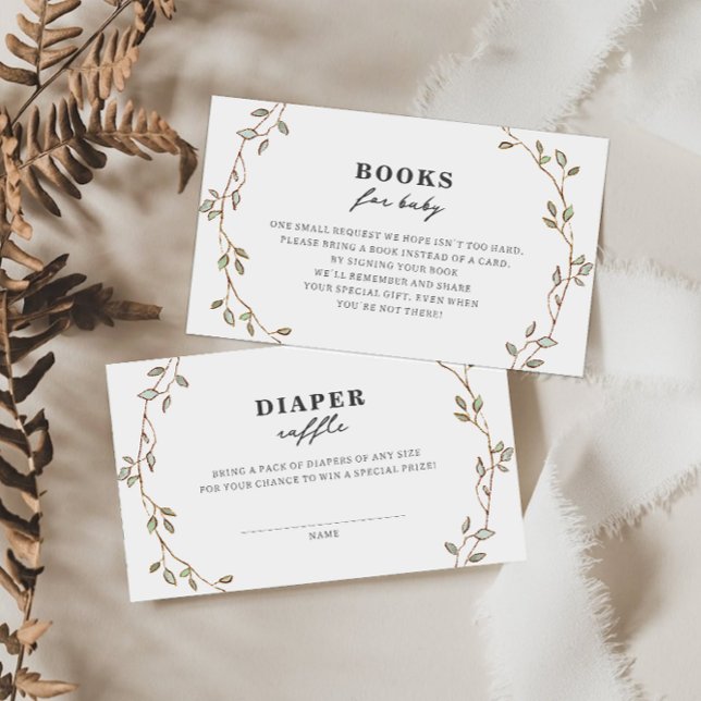 Botanical Leaves Diaper Raffle Enclosure Card (Creator Uploaded)