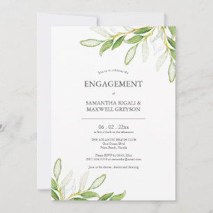 Botanical Leaves Engagement Party Invitations
