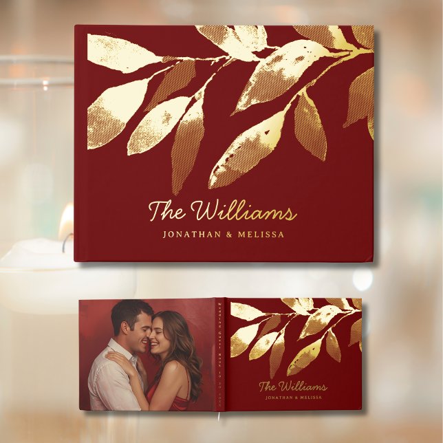 Botanical Leaves Foil Guest Book Photo Guestbook (Creator Uploaded)