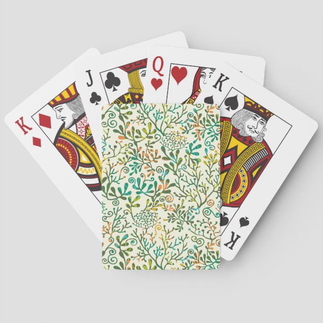 Botanical Leaves Greenery Natural Playing Cards (Back)