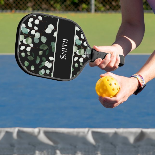 Botanical Leaves Greenery with Name Pickleball Paddle (Insitu)