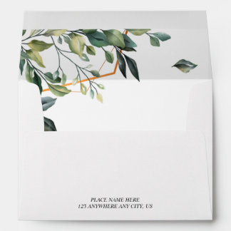 Botanical Leaves, Modern Greenery Wedding Envelope