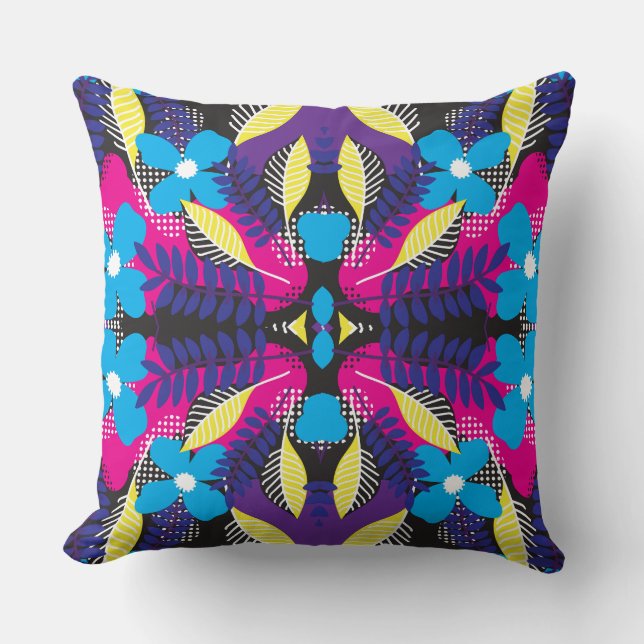 Botanical Leaves Pattern Throw Pillow (Front)