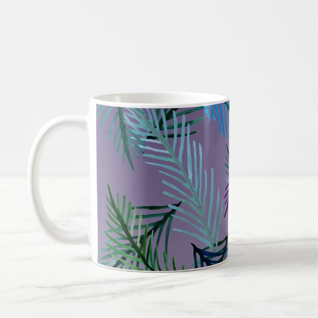 Botanical, Leaves  & Purple Mug (Left)