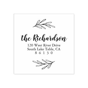 Botanical leaves Return Address Self-inking Rubber Stamp