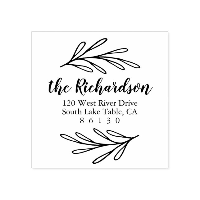 Botanical leaves Return Address Self-inking Rubber Stamp (Imprint)