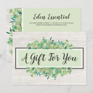 Botanical Leaves Rustic Wood Gift Certificate Card