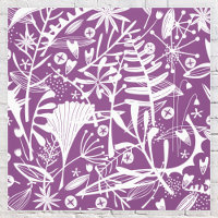Botanical Leaves Silhouette Purple and White