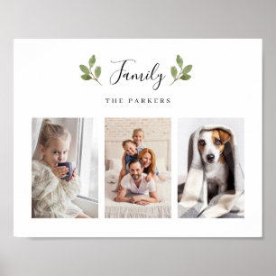 Botanical Leaves   Three Photo Family Poster