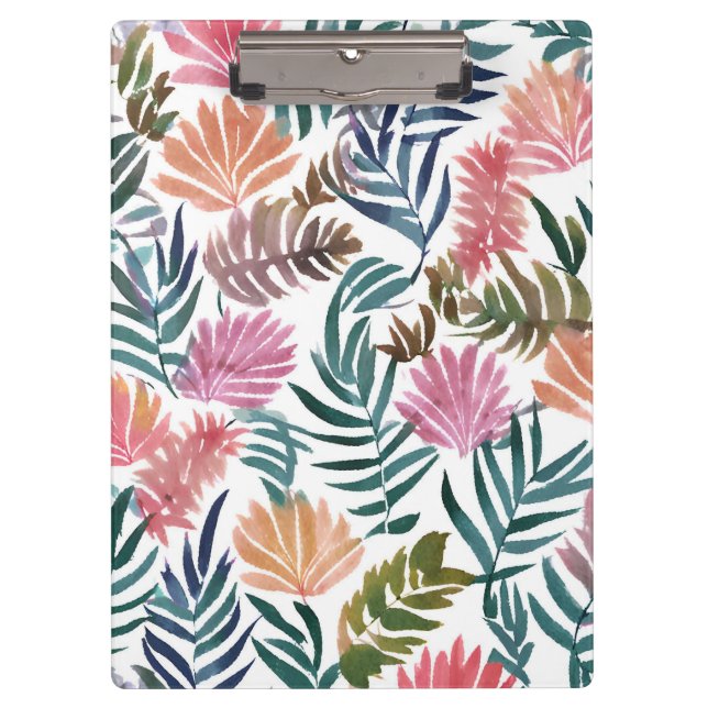 Botanical Leaves Watercolor | Floral Colorful Clipboard (Front)
