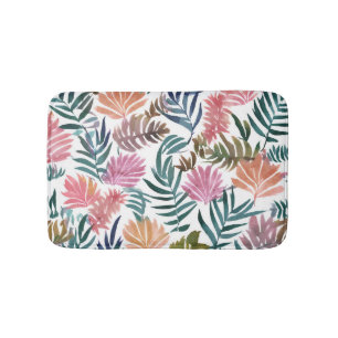 Botanical Leaves Watercolor Floral Colourful Lea Bath Mat