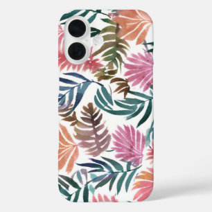 Botanical Leaves Watercolor   Floral Colourful Lea iPhone 16 Case