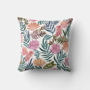 Botanical Leaves Watercolor Floral Colourful Lea Cushion
