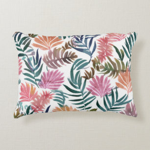 Botanical Leaves Watercolor Floral Colourful Lea Decorative Cushion