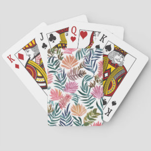 Botanical Leaves Watercolor Floral Colourful Lea Playing Cards