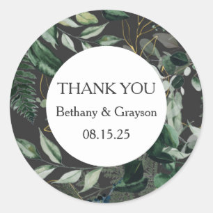 Botanical Leaves Wedding favour  Classic Round Sti Sticker