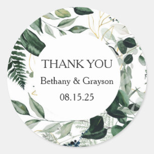 Botanical Leaves Wedding favour  Classic Round Sticker