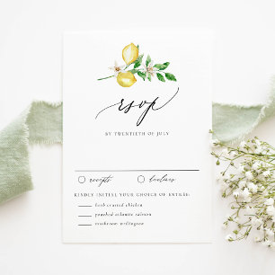 Botanical Lemon and Greenery Garden Wedding RSVP Card