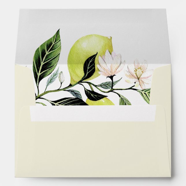 Botanical Lemon Cream Return Address Envelope (Back (Bottom))