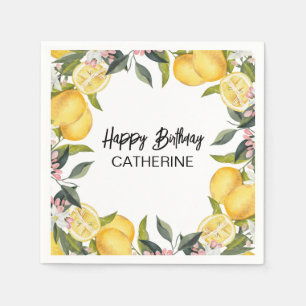 Botanical Lemon Garden Summer Birthday Napkin
